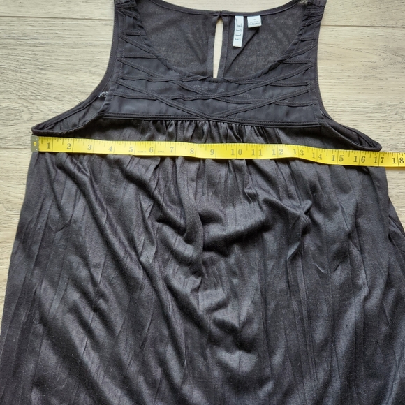 Elle Black Top Womens Xs Sleeveless Semi Sheer Flowy Summer Beach - Picture 9 of 9